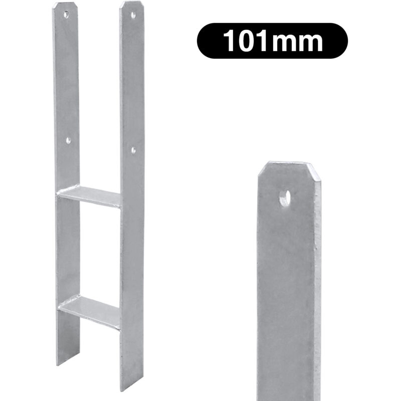 4x h Support de poteau H-ancre Patte de poteau Ancre de poteau Pied de poteau 101x600mm - Einfeben