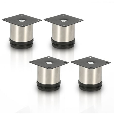 RANDACO EINFEBEN 4x pieds de meuble pieds de meuble pied en acier inoxydable diamètre 40 mm hauteur 50mm noir réglable en hauteur