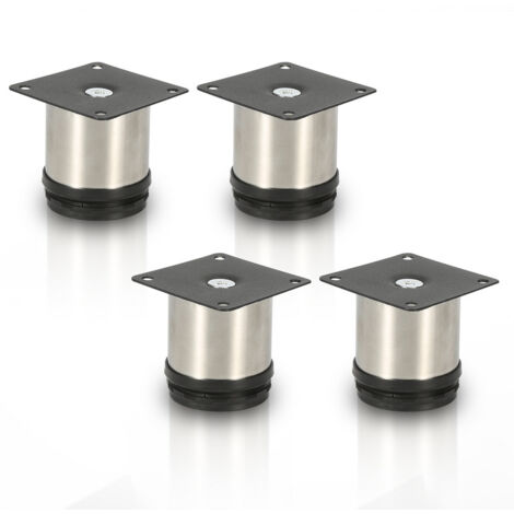 EINFEBEN 4x pieds de meuble pieds de meuble pied en acier inoxydable diamètre 40 mm hauteur 50mm noir réglable en hauteur