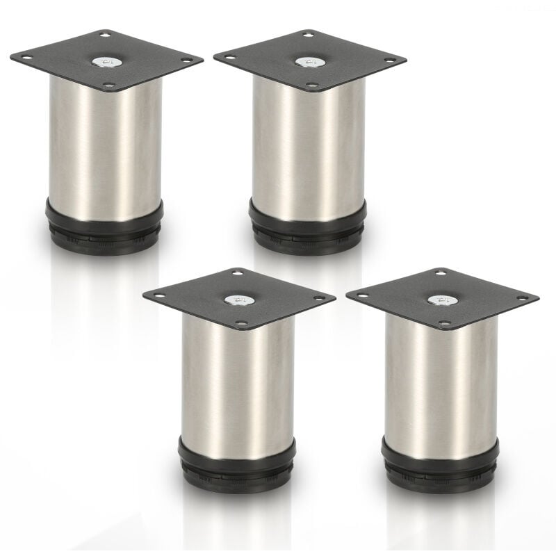 Einfeben - 4x pieds de meuble pieds de meuble pied en acier inoxydable diamètre 40 mm hauteur 100mm noir réglable en hauteur