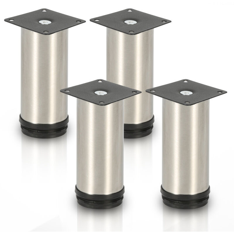 Einfeben - 4x pieds de meuble pieds de meuble pied en acier inoxydable diamètre 40 mm hauteur 180mm noir réglable en hauteur