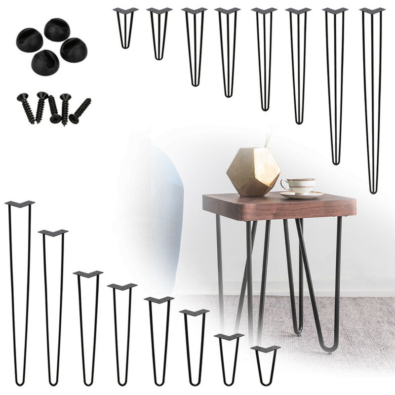 Einfeben - Pieds de table Support de table Set 4 pcs. Hairpin Legs épingle à cheveux Noir 2 table 35cm