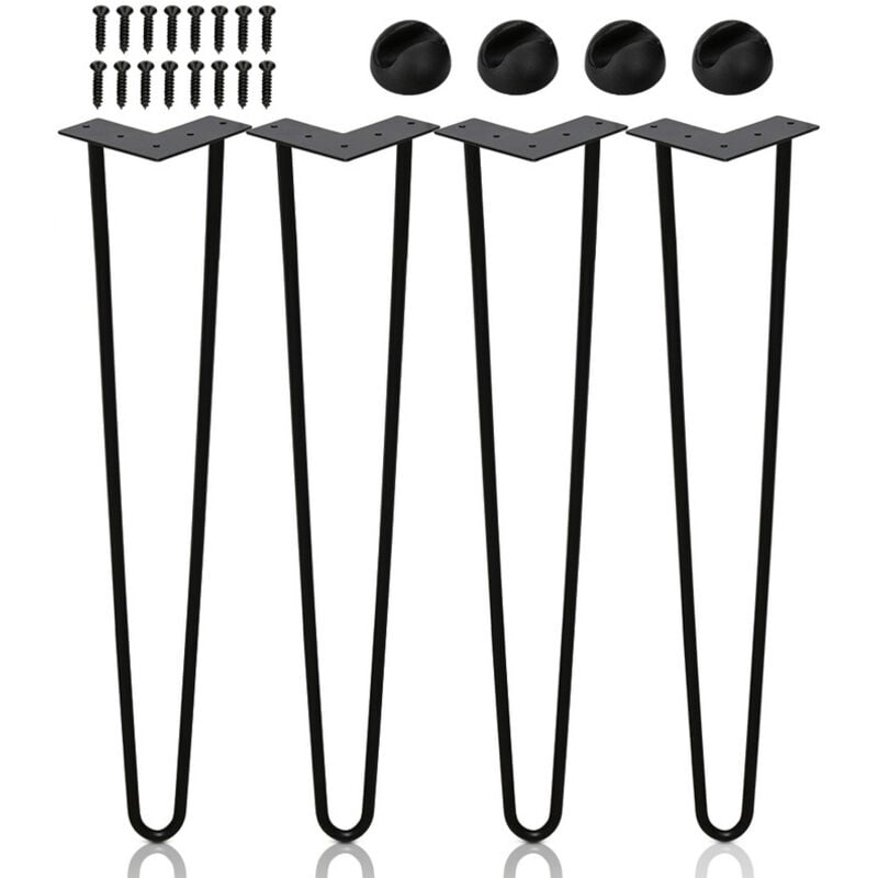 Einfeben - Pieds de table Support de table Set 4 pcs. Hairpin Legs épingle à cheveux Noir 2 table 30cm