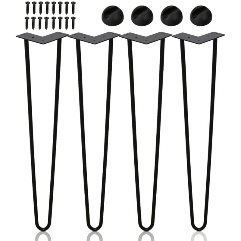 EINFEBEN 4x pieds en épingle Hairpin Legs Pieds de table acier DIY Patins de table Pieds de table interchangeables 2 étriers-45cm