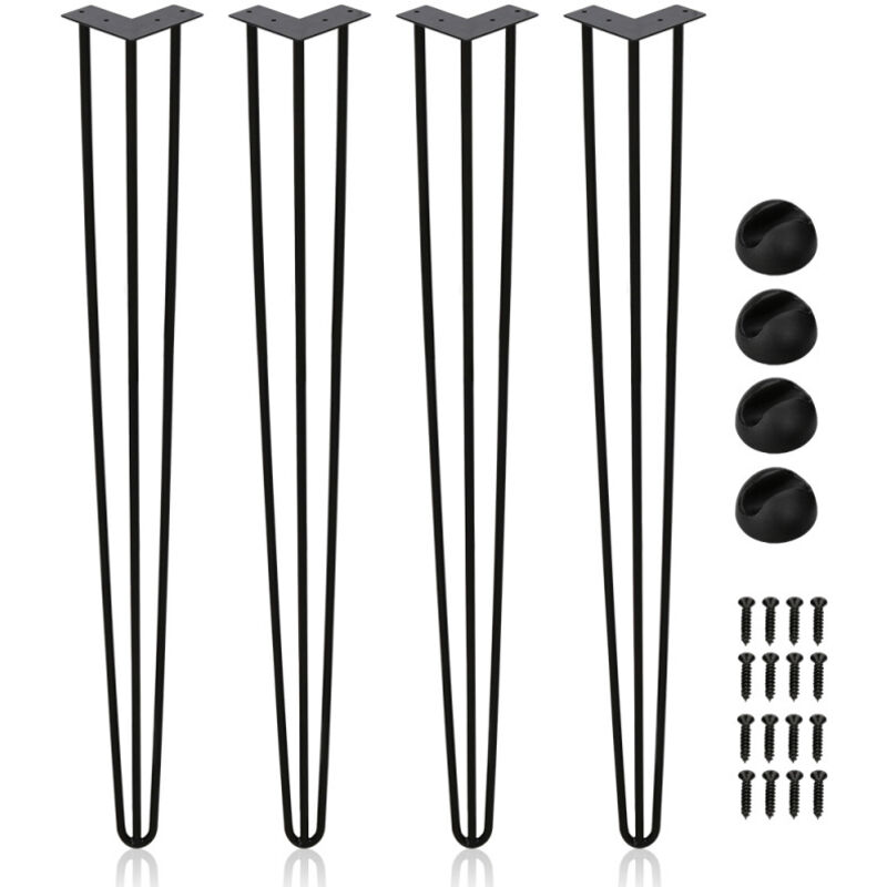 Einfeben - 4x pieds en épingle Hairpin Legs Pieds de table acier diy Patins de table Pieds de table interchangeables 3 étriers-72cm