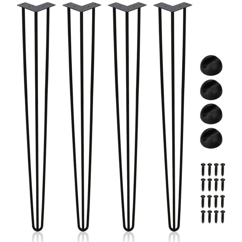 Einfeben - 4x pieds en épingle Hairpin Legs Pieds de table acier diy Patins de table Pieds de table interchangeables 3 étriers-40cm