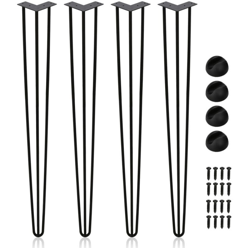 Einfeben - 4x pieds en épingle Hairpin Legs Pieds de table acier diy Patins de table Pieds de table interchangeables 3 étriers-45cm