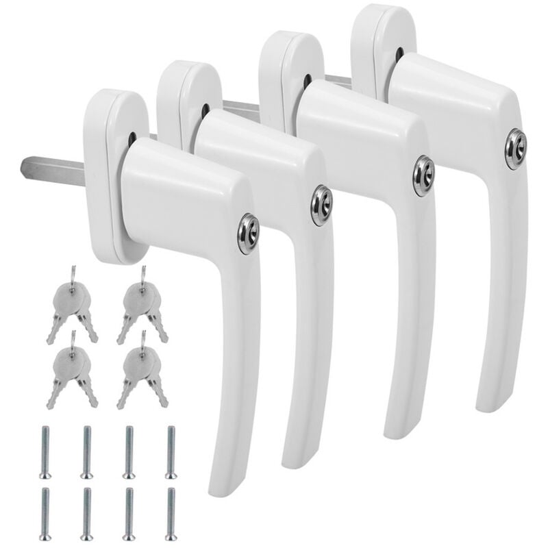 Einfeben - 4X Poignée de fenêtre avec serrure Verrouillable Alu même clé blanche