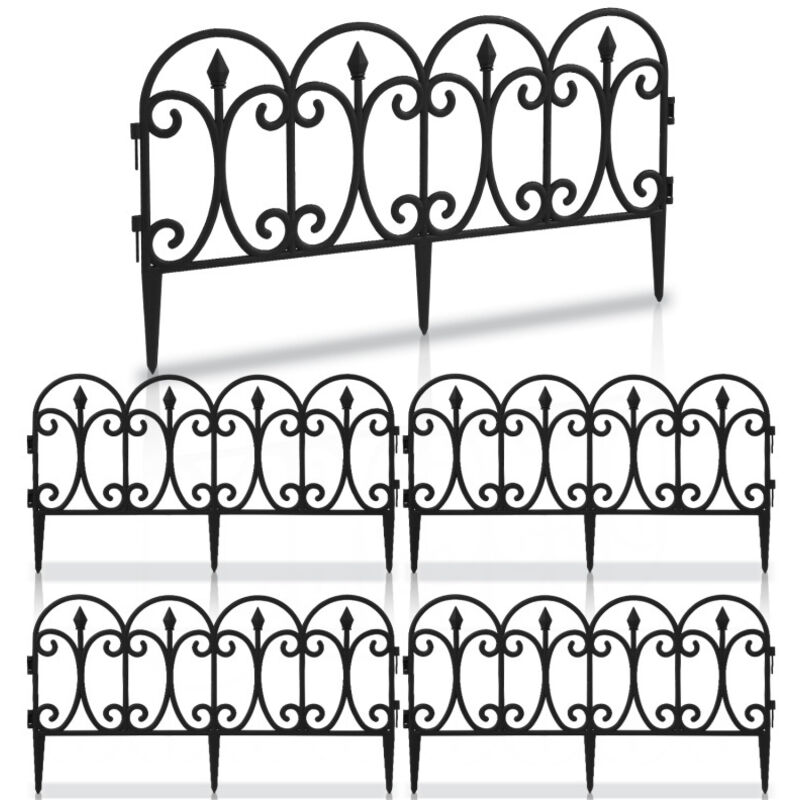 Einfeben - 5 pièces Clôture de parterre Bordure de gazon Clôture de jardin Clôture enfichable Bordure de parterre