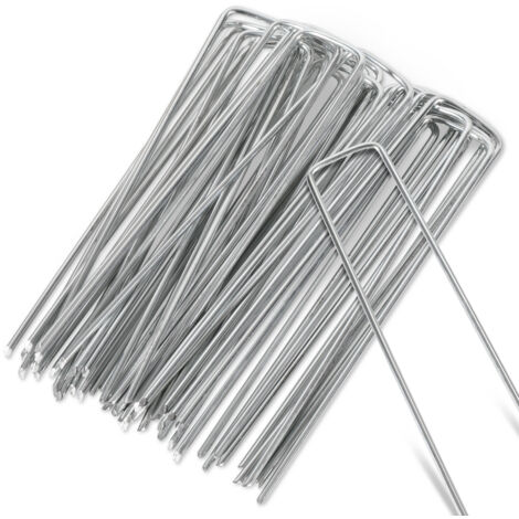 50 Sardines De Fixation + 50 Rondelles Pour Toile De Paillage - 150 Mm X 40 Mm, Acier Galvanisé