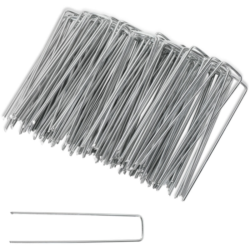 Swanew 50-1000pcs Piquets de Fixation en Acier Galvanisé, Ø2,8mm, pour Toile de Paillage, Treillis - 500x