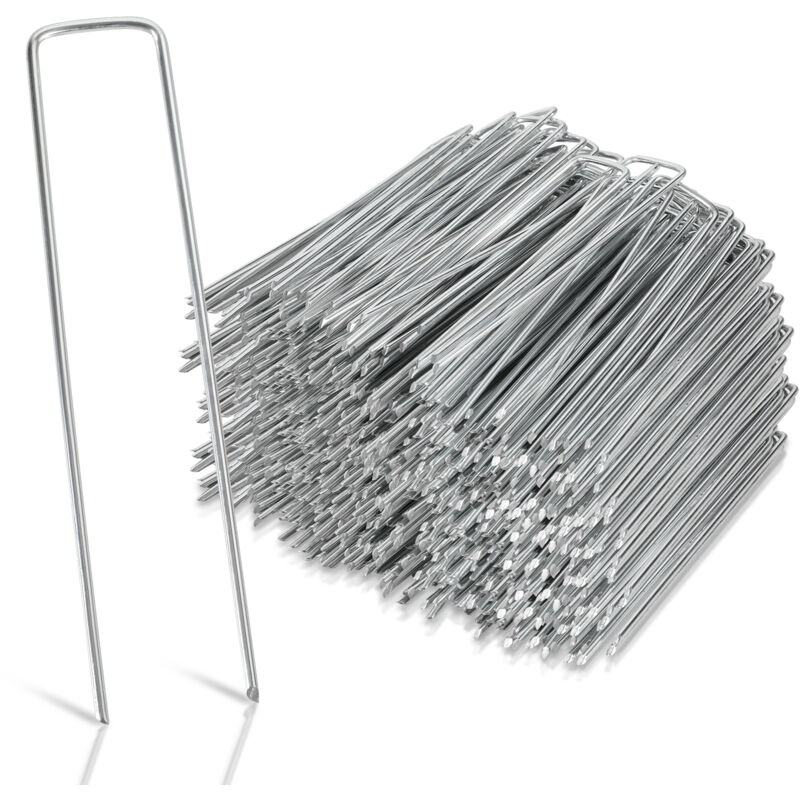 Einfeben - 50-1000pcs Piquets de Fixation en Acier Galvanisé, Ø2,8mm, pour Toile de Paillage, Treillis - 300x