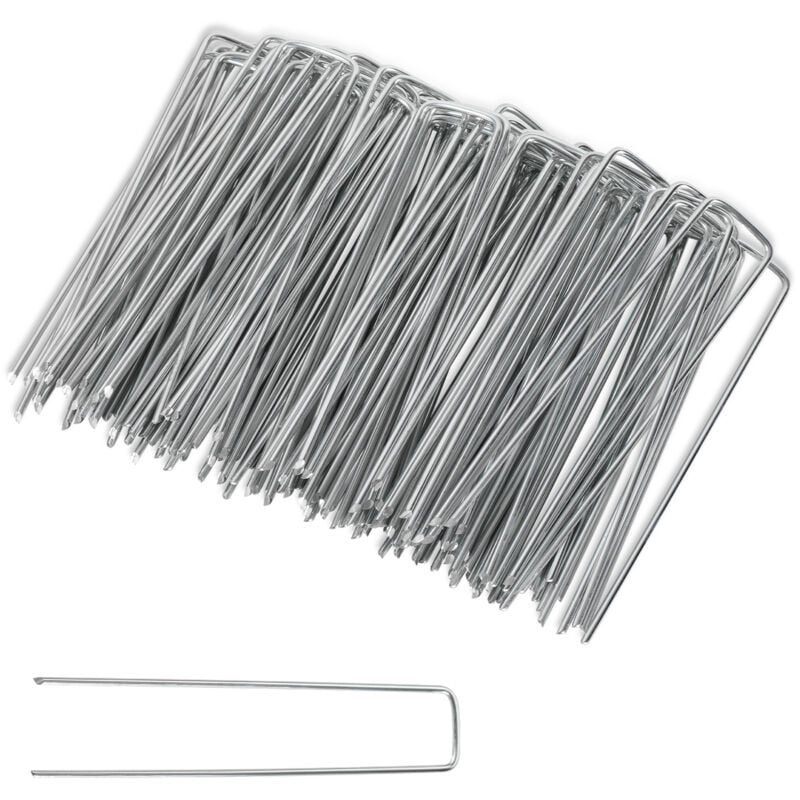 Einfeben - 50-1000pcs Piquets de Fixation en Acier Galvanisé, Ø2,8mm, pour Toile de Paillage, Treillis - 400x