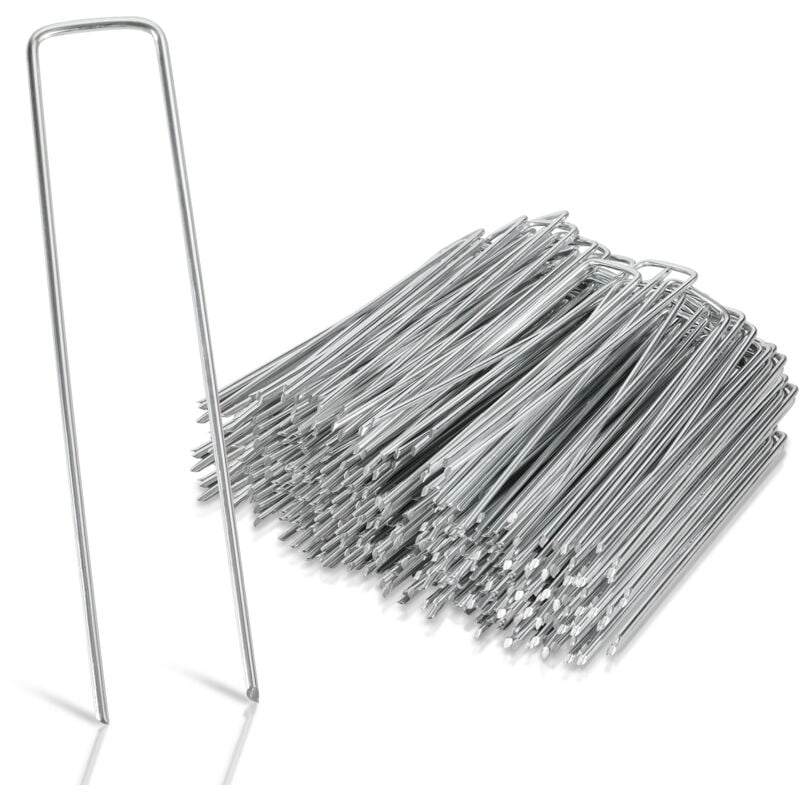 Einfeben - 50-1000pcs Piquets de Fixation en Acier Galvanisé, Ø2,8mm, pour Toile de Paillage, Treillis - 150x