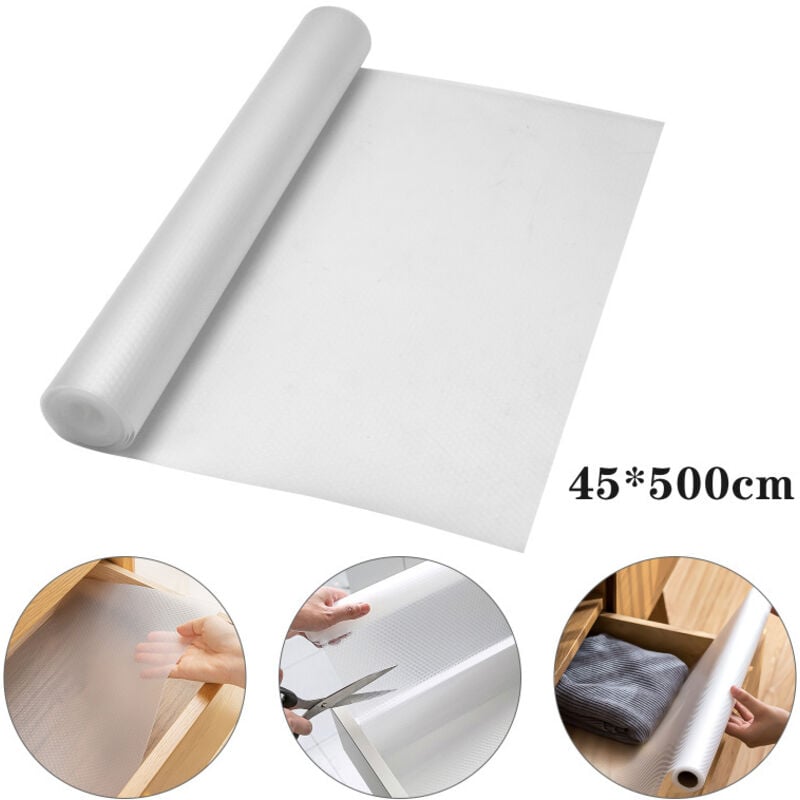 Einfeben - 500cm Tapis de Tiroir Fond Antiderapant, Tapis Antidérapant pour Tiroirs et étagères étanche à l'humidité Imperméable à l'eau, Tapis de Re
