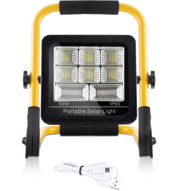 Einfeben - 50W Projecteur led Rechargeable Éclairage Projecteur de chantier IP65 Projecteur solaire rechargeable