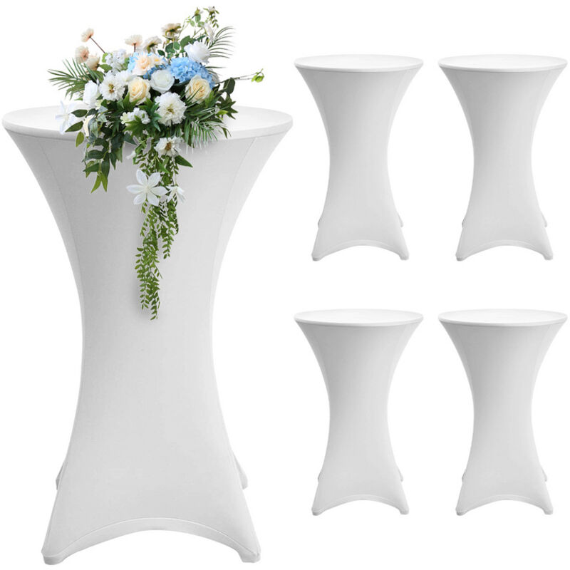 5x Housse mange debout - House de protection table haute de bar - Pour diamètre de table 60cm - couleur blanc - Einfeben