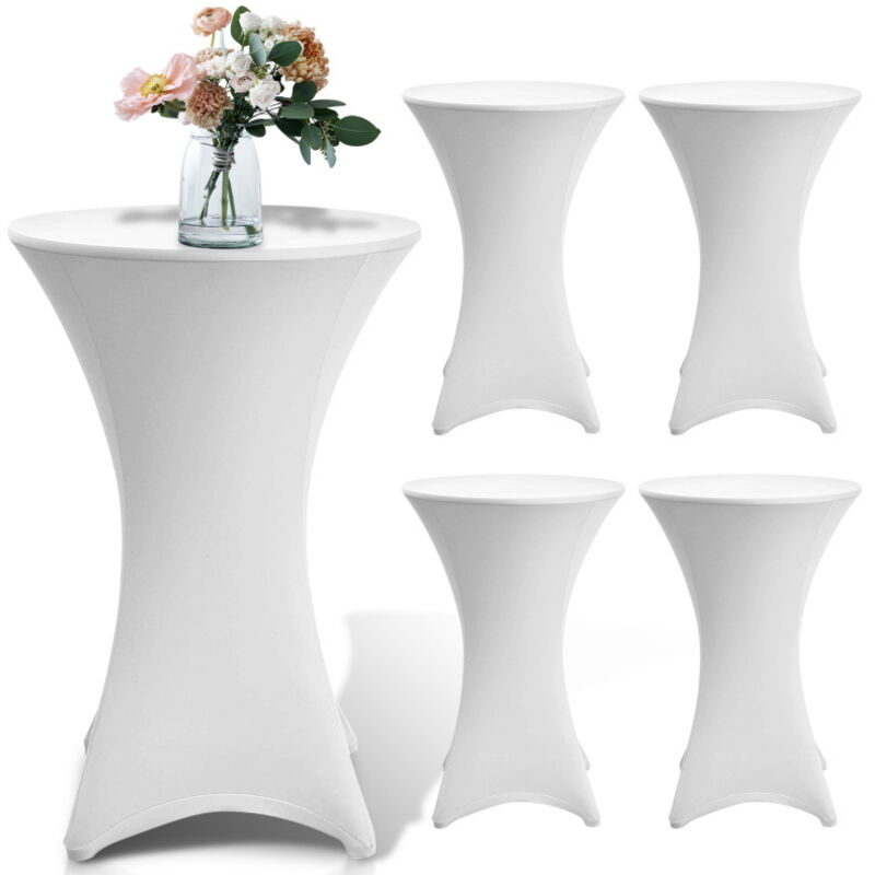 EINFEBEN 5x Housse mange debout - House de protection table haute de bar - Pour diamètre de table 80cm - couleur blanc