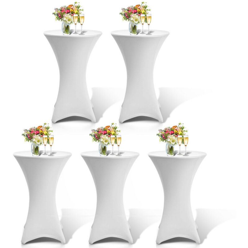 5x Housse mange debout - House de protection table haute de bar - Pour diamètre de table 70cm - couleur blanc - Einfeben