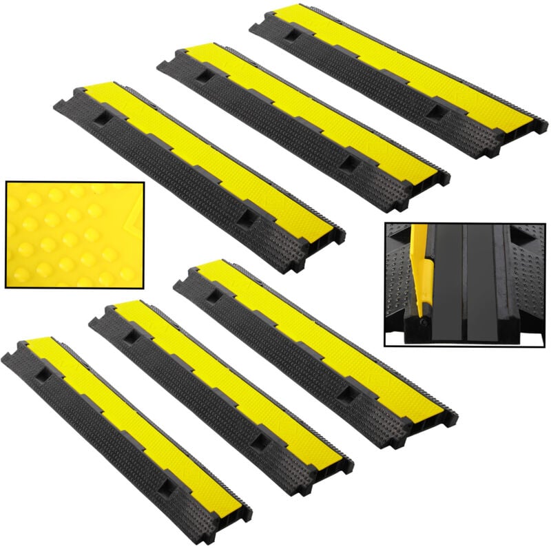 6 pièces Rampe Protection Câble sol 2 canaux canal de câble tuyau caoutchouc 100cm canal de sol - Einfeben