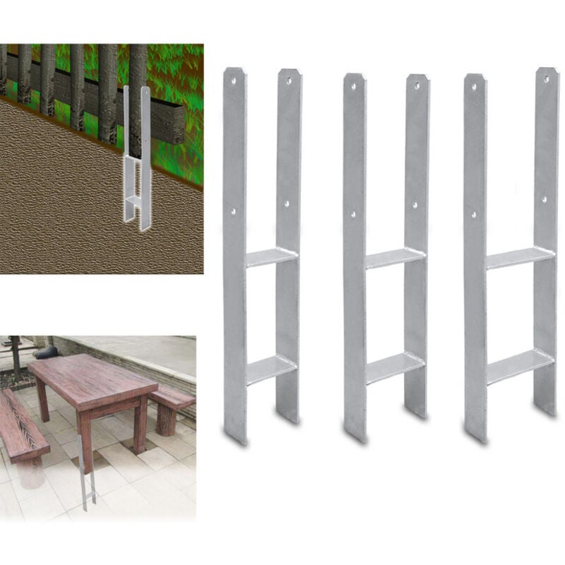 6X Ancres h support poteau Carport Ancre poteau galvanisé à chaud longue durée 91MM - Einfeben