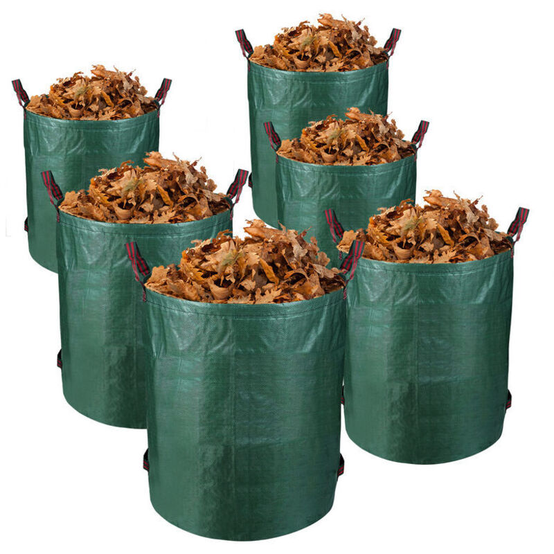 EINFEBEN 6X Sac de jardin Gazon Récipient Sac à feuilles XXL Sac pour déchets verts 272L Poubelle