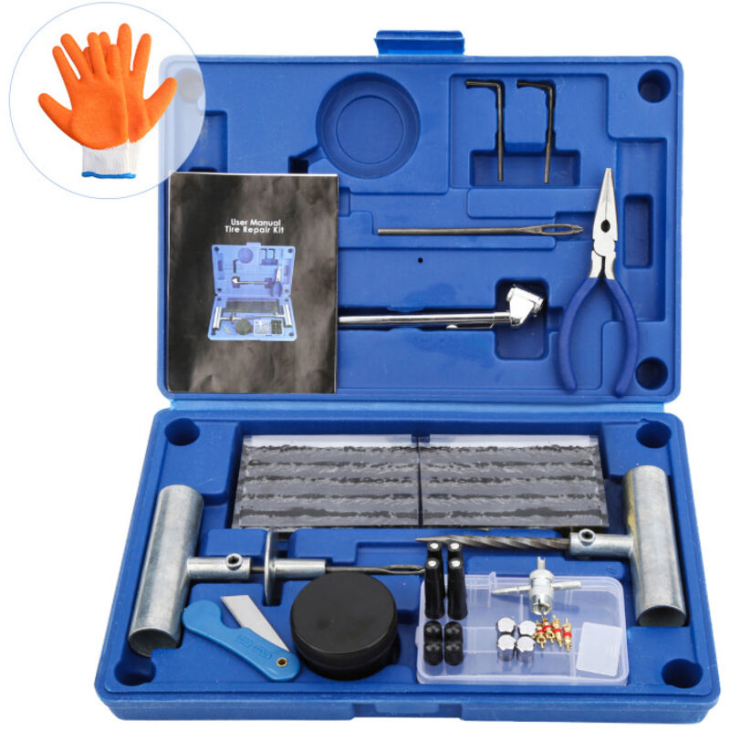 Einfeben - 73 Pieces Kit De Reparation De Pneu Universel Reparation De Crevaison De Pneu Plat Pour Voiture Camion Moto