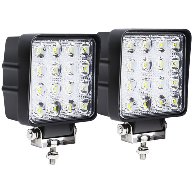 Einfeben - 8x 48W Phare de Travail Carre a Leds dc 12V-24V Quad Camion Bateau Tracteur Offroad Impermeable IP68