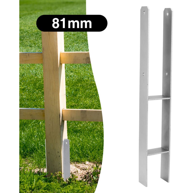 8x Ancres h support de poteau Ancres de poteau Chaussures de poteau Carport Poutre h Ancres de poteau Douille de sol 81 mm - Einfeben