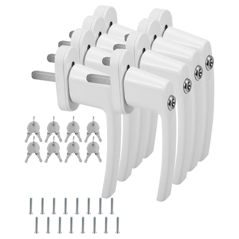 Einfeben - 8X Poignée de fenêtre avec serrure Verrouillable Alu même clé blanche