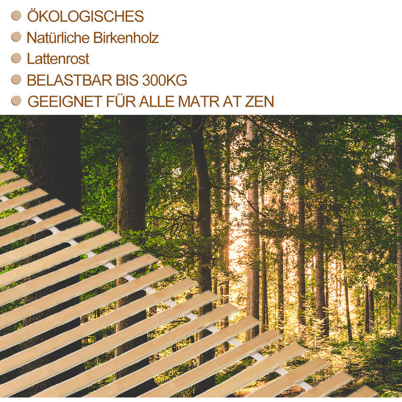 90 x 200 cm Sommier à lattes avec 28 lattes 7 zones