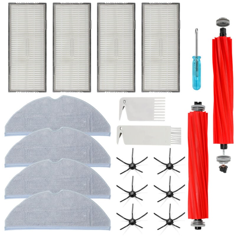 Swanew Accessoires de remplacement pour Roborock S7 Ultra brosse principale rouleau inférieur tampons de vadrouille chiffons filtres Hepa blanc