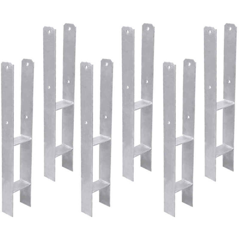 Ancrage de poteau Support de poteau en h Ancrage de poteau encastré pour abris de voiture, maisons sur pilotis 6x 121MM - Einfeben