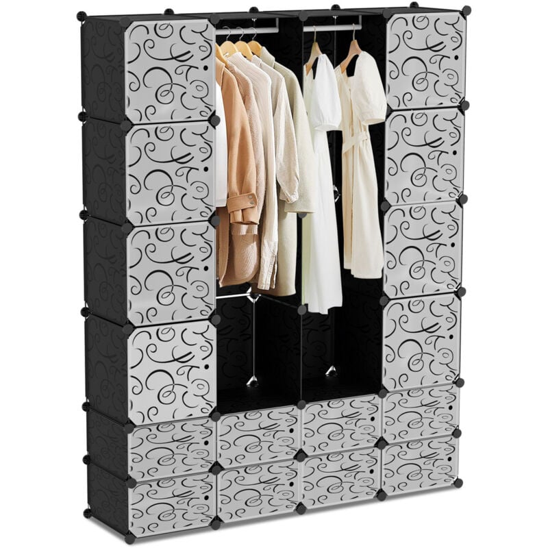 Einfeben - Armoire Penderie 20/24 Cube Portable Étagère de Rangement, pour Vêtements Chaussures Jouets - Noir(24 cubes)