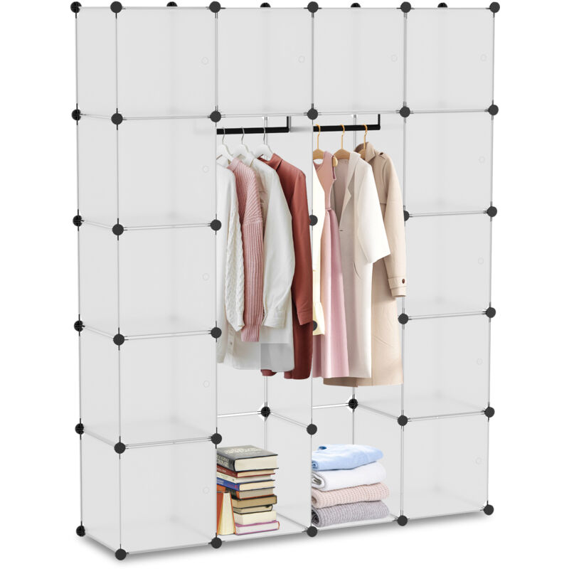 Einfeben - Armoire Penderie 20/24 Cube Portable Étagère de Rangement, pour Vêtements Chaussures Jouets - Blanc(20 cubes)