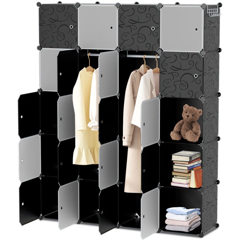 EINFEBEN Armoire Penderie Étagère de Rangement Meuble Système d'étagères avec Porte pour Vêtements Chaussures Jouets Accessoires - 20 Cubes