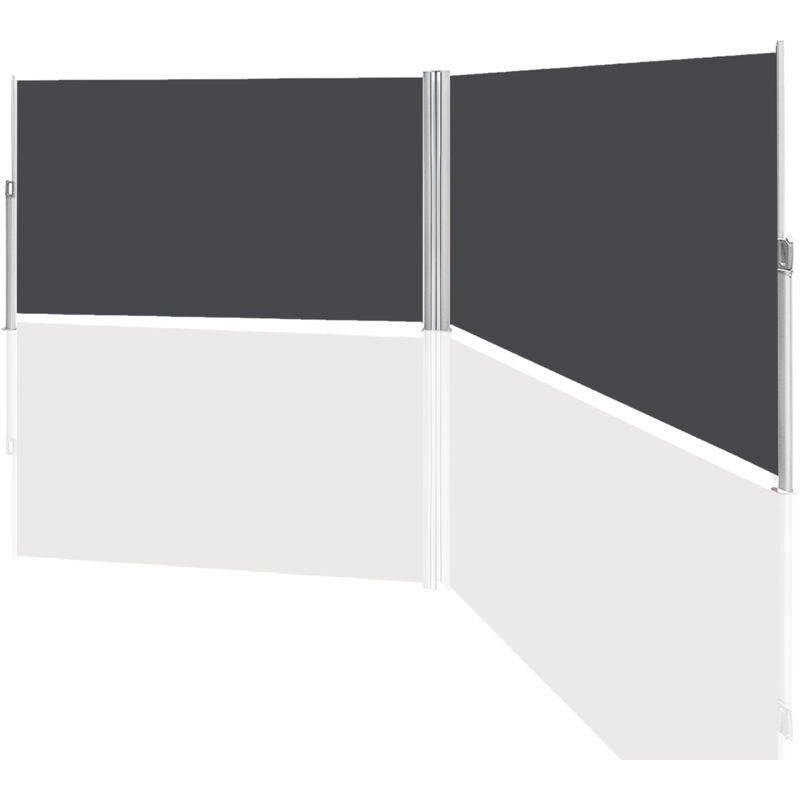 Auvent latéral Rétractable double Paravent Extérieur Store latéral patio Protection de la Vie privée Extensible Résistant 180x600cm Gris - Einfeben