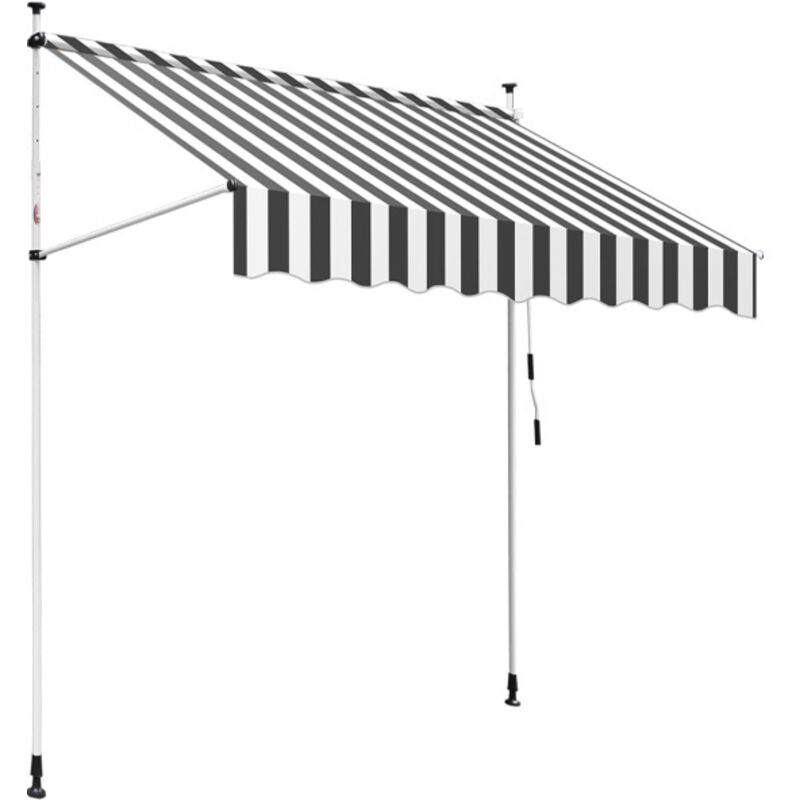 Auvent manuel terrasse Protection solaire UV-résistante Hydrofuge avec protection solaire Blanc et gris 2.5M - Einfeben