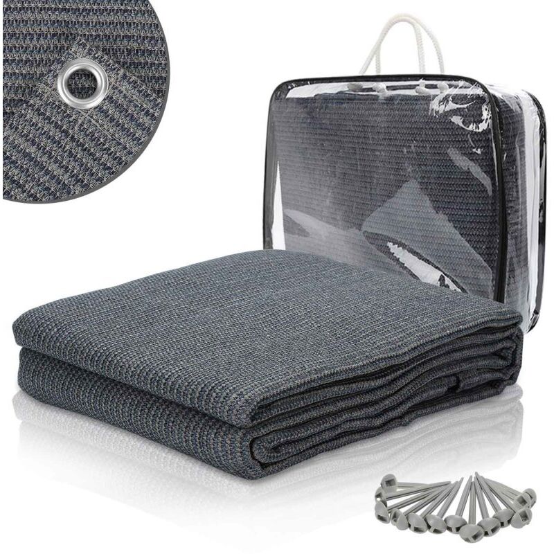 Einfeben - Auvent tapis étanche camping tapis tente sol extérieur tente bâche pique-nique couverture caravane - Gris - 300x300cm