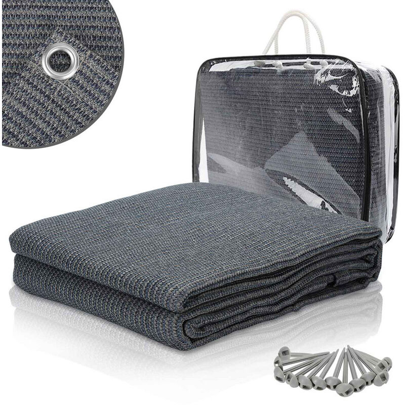 Einfeben - Auvent tapis étanche camping tapis tente sol extérieur tente bâche pique-nique couverture caravane - Gris - 300x400cm