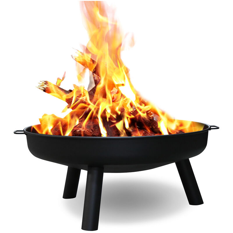 Bac à feu Corbeille de feu bbq avec trou brasé Chauffage de jardin 80 cm Chauffage radiant - Noir - Einfeben