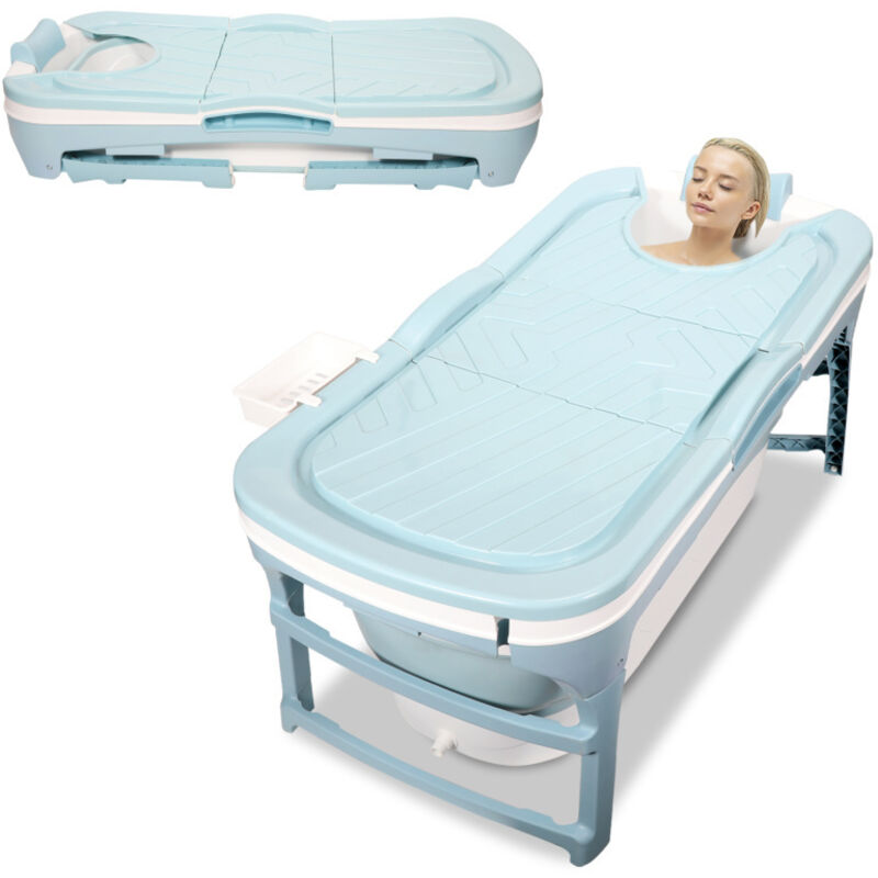 Baignoire pliable pour adulte avec couverture mobile Baignoire Portable Plastique Pour spa 118cm - Einfeben