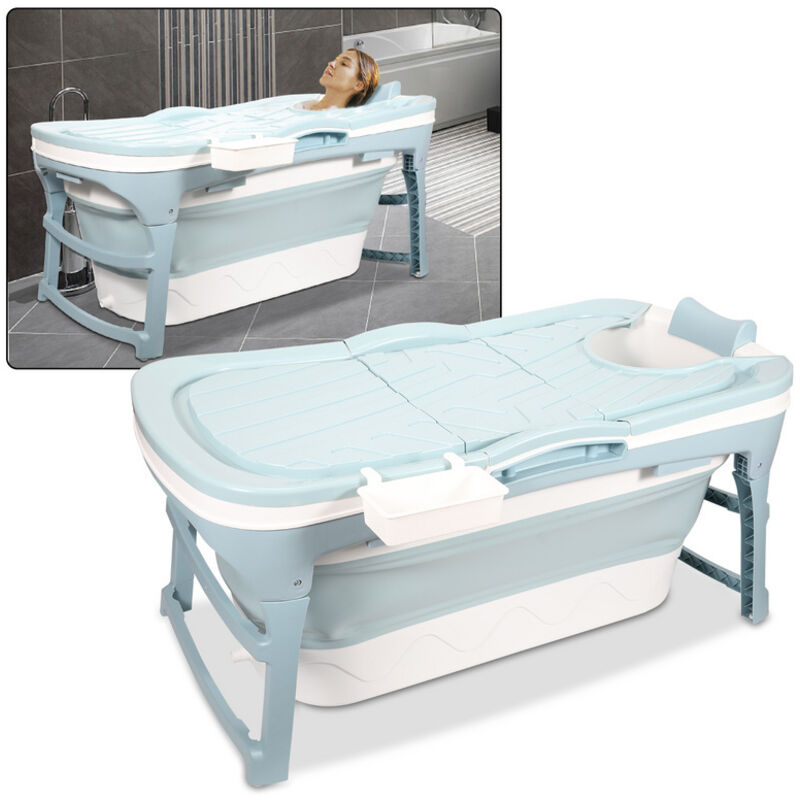 Einfeben - Baignoire pliable pour adulte Baignoire portable avec Couvercle amovible pour petite salle de bain l 118 x 60 x 50 cm