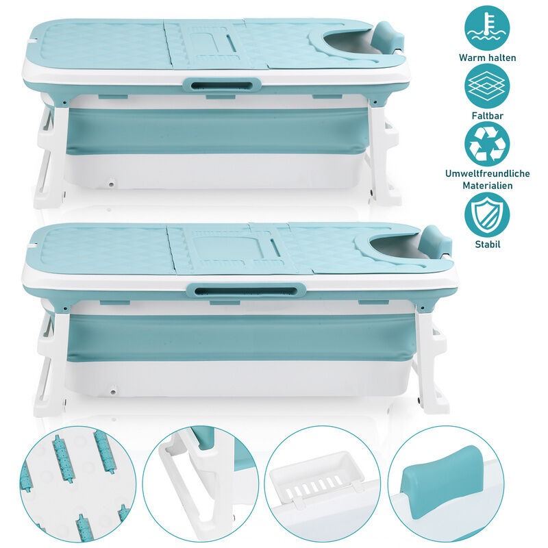 Einfeben - Baignoire pliable pour adulte Baignoire portable avec Couvercle amovible pour petite salle de bain xl 132 x 60 x 50 cm