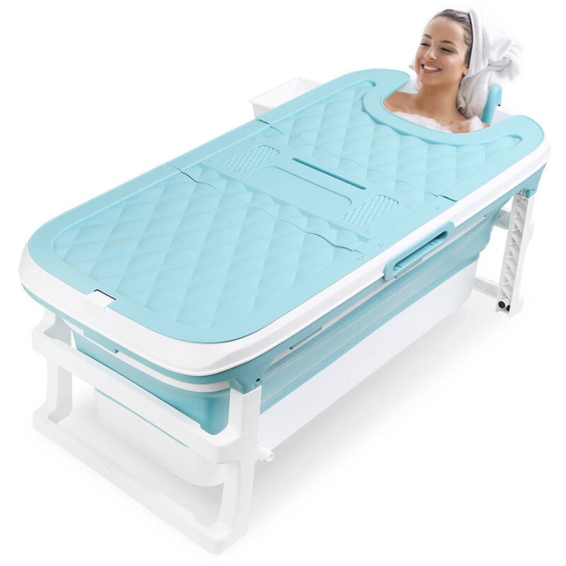 Baignoire pliable pour adulte Portable Plastique Baignoire pliable à poser avec Tablette 149x60x50cm - Einfeben
