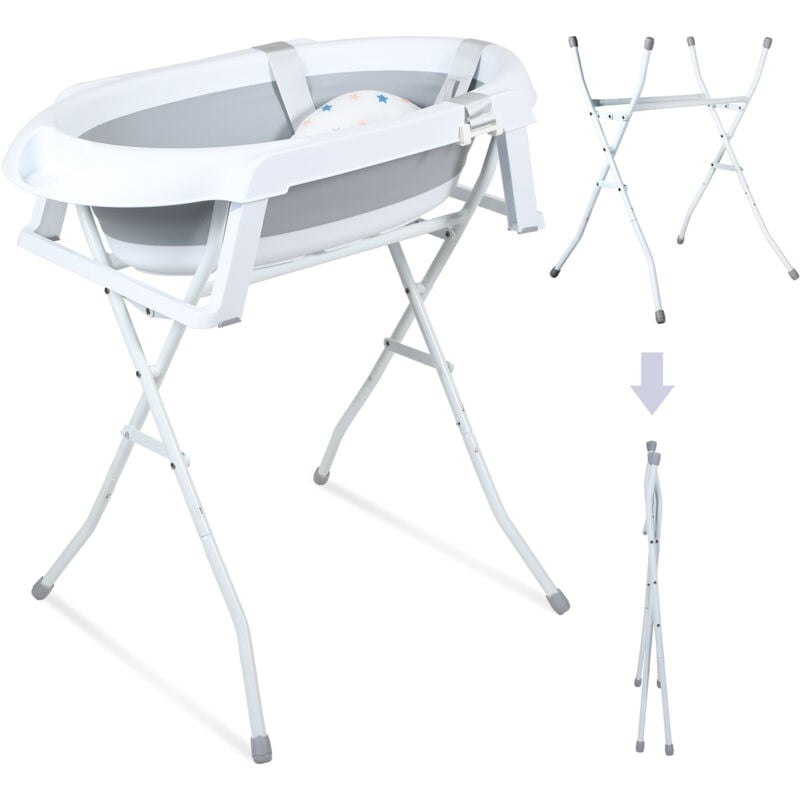 Baignoire pour bébé 85 cm - baignoire pour bébé pliable avec et oreiller de bain - baignoire avec support - Einfeben
