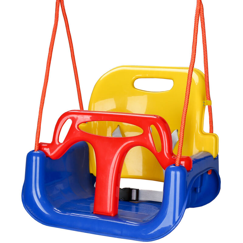 EINFEBEN Balançoire pour enfants Siège bébé 3 en 1 Balançoire jardin pour l'intérieur l'extérieur avec dossier et harnais de sécurité Hauteur réglable