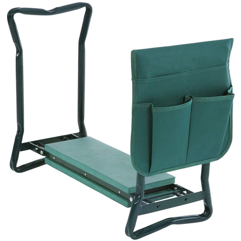 Banc Agenouilloir de Jardin Tabouret de Jardin Siège de Jardinier,59x28x49cm, vert, avec Sacs à Outils - Einfeben