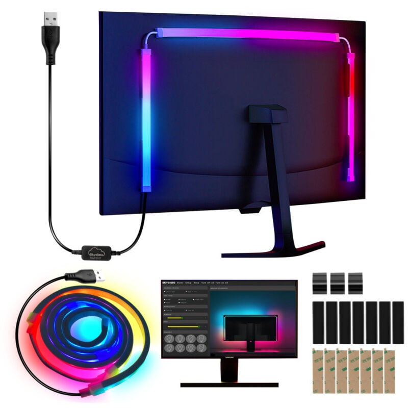 Einfeben - Bande led pour bureau de jeu, Bande led rgbic pour écran pc 27 pouces, Rétroéclairage pc, Éclairage Led usb avec contrôle App