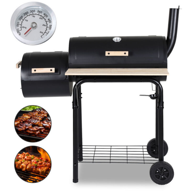 Einfeben - Barbecue à charbon de bois,BBQ Fumoir Barbecue Barbecue à charbon de bois Avec thermomètre,Noir